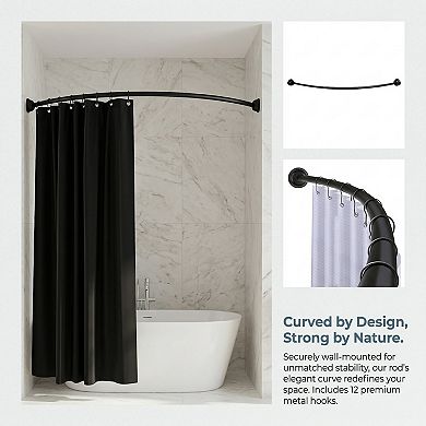 Utopia Alley 45-72" Wall Mounted Single Curved Shower Rod, Rust-Proof, Need Drilling