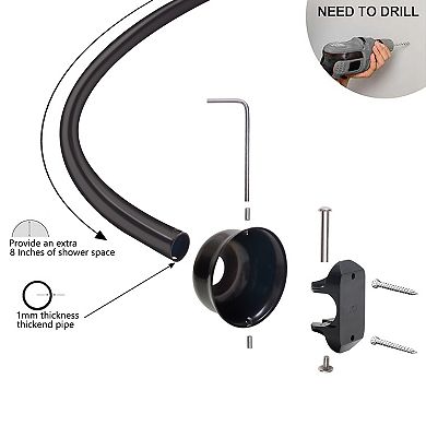 Utopia Alley 45-72" Wall Mounted Single Curved Shower Rod, Rust-Proof, Need Drilling