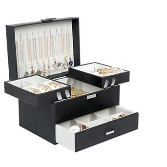 3-Layer Jewelry Organizer Box Large Capacity Earring Ring Necklace Bracelet Storage