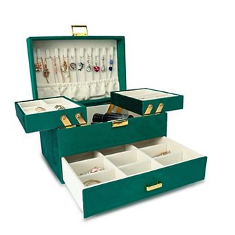 3-Layer Jewelry Organizer Box Large Capacity Earring Ring Necklace Bracelet Storage