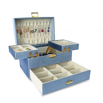 3-Layer Jewelry Organizer Box Large Capacity Earring Ring Necklace Bracelet Storage