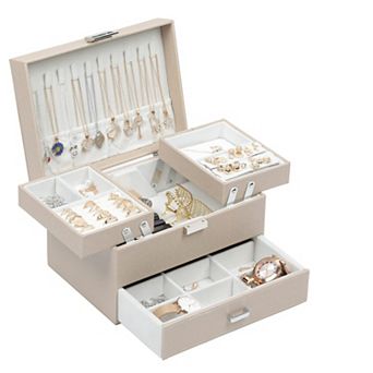 3-Layer Jewelry Organizer Box Large Capacity Earring Ring Necklace Bracelet Storage
