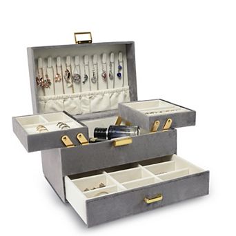 3-Layer Jewelry Organizer Box Large Capacity Earring Ring Necklace Bracelet Storage