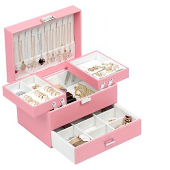3-Layer Jewelry Organizer Box Large Capacity Earring Ring Necklace Bracelet Storage
