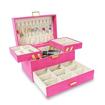 3-Layer Jewelry Organizer Box Large Capacity Earring Ring Necklace Bracelet Storage