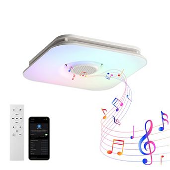12" Modern Bathroom Exhaust Fan Bluetooth Speaker with RGB Light and Remote