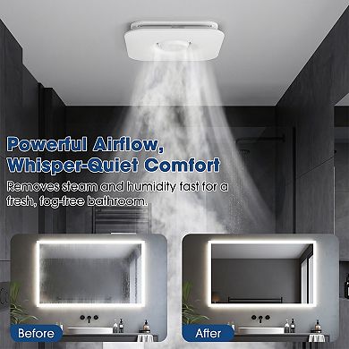 12" Modern Bathroom Exhaust Fan Bluetooth Speaker with RGB Light and Remote