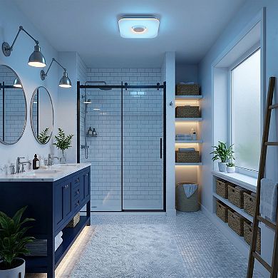 12" Modern Bathroom Exhaust Fan Bluetooth Speaker with RGB Light and Remote