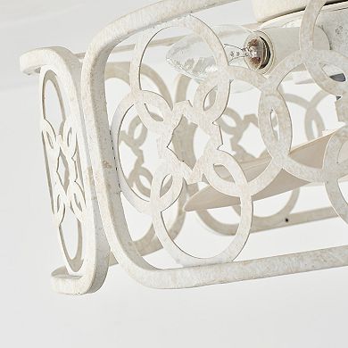 18" Rustic Antique White Caged Fandelier Low Profile Ceiling Fan with Light and Remote
