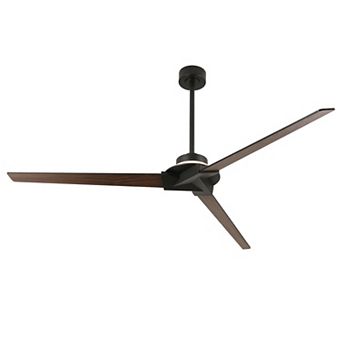 70" Industrial Black 3 Wood Blades Dimmable LED Large Ceiling Fan with Light and Remote