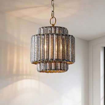 10" Distressed Grey Crystal Adjustable Tiered Pendant Light Chandelier for Kitchen Island