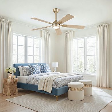 52" Modern Smart Gold Ceiling Fan with LED Light and Remote, APP Control