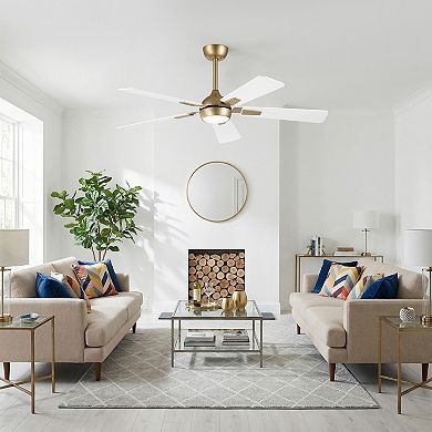52" Modern Smart Gold Ceiling Fan with LED Light and Remote, APP Control