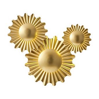 17" Art Deco Gold 3-Light LED Sunbeam Flush Mount Wall Light Sconce