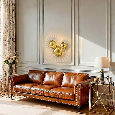17" Art Deco Gold 3-Light LED Sunbeam Flush Mount Wall Light Sconce