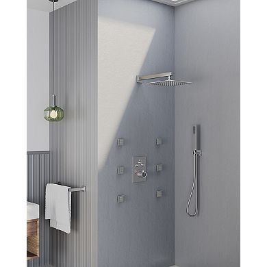 7-Spray 12 and 6 in. Dual Wall Mount Shower Head and Handheld 2.5 GPM
