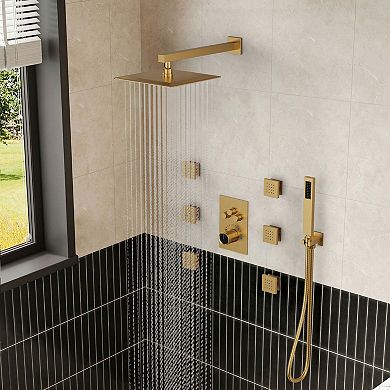 7-Spray 12 and 6 in. Dual Wall Mount Shower Head and Handheld 2.5 GPM