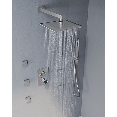 7-Spray 12 and 6 in. Dual Wall Mount Shower Head and Handheld 2.5 GPM