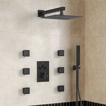 7-Spray 12 and 6 in Dual Wall Mount Shower Head and Handheld 2.5 GPM