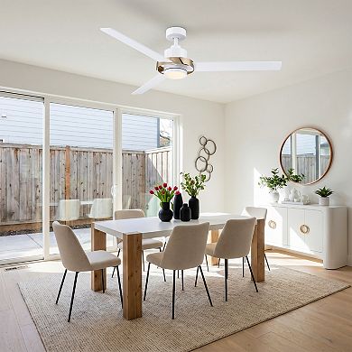 60" Modern 3 Blades Ceiling Fan with Dimmable LED Light and Remote