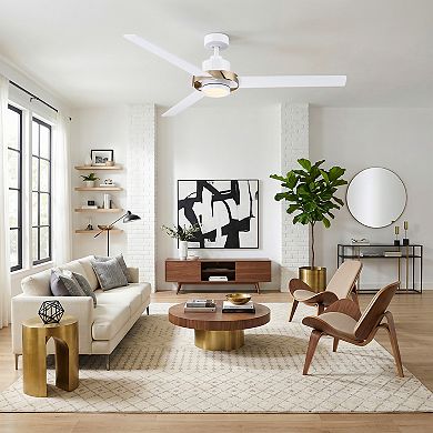 60" Modern 3 Blades Ceiling Fan with Dimmable LED Light and Remote