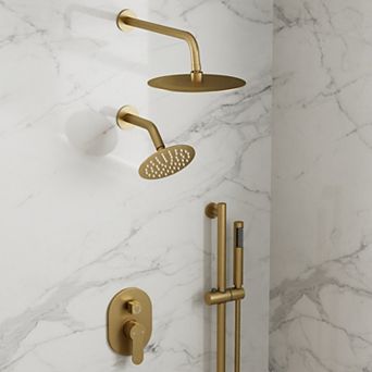 3 in 1 Showers with Valve 3-Spray Dual Wall Mount 10 in Fixed and Handheld Shower Head 2.5 GPM