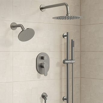 3-Spray Patterns Round Fixed Shower Head 10 and 6 in 2.5 GPM Dual Shower Heads (Valve Included)