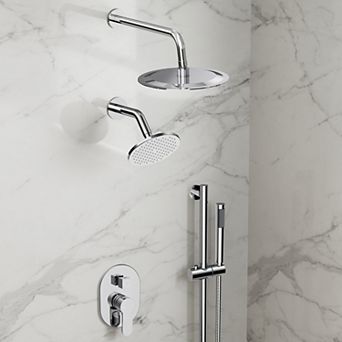 3 in 1 Showers with Valve 3-Spray Dual Wall Mount 10 in Fixed and Handheld Shower Head 2.5 GPM