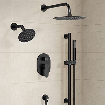 3-Spray Patterns Round Fixed Shower Head 10 and 6 in 2.5 GPM Dual Shower Heads (Valve Included)