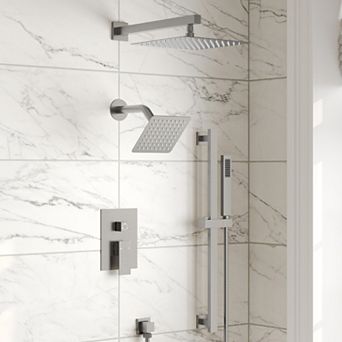3 in 1 Square, Showers with Valve 3-Spray Dual Wall Mount 10 in Fixed and Handheld Shower Head