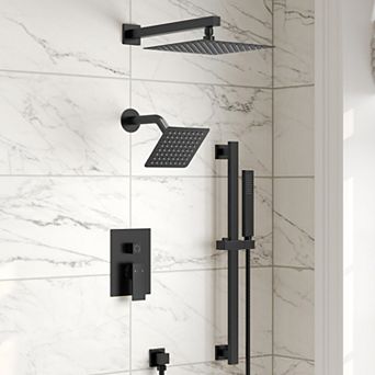 3 in 1 square, Showers with Valve 3-Spray Dual Wall Mount 10 in Fixed and Handheld Shower 2.5 GPM