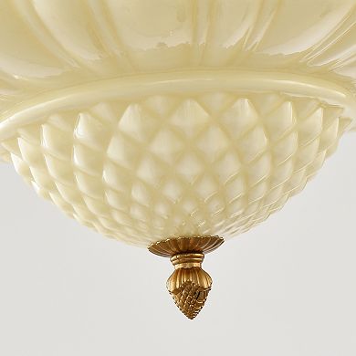 14" Vintage Milk Glass Schoolhouse Flush Mount Ceiling Light Fixture