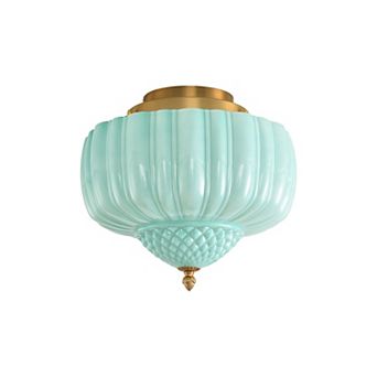 14" Vintage Milk Glass Schoolhouse Flush Mount Ceiling Light Fixture