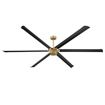 96" Industrial Black HVLS Ceiling Fan with Remote, 6 Aluminum Blades, No Light, for Warehouse,Garage