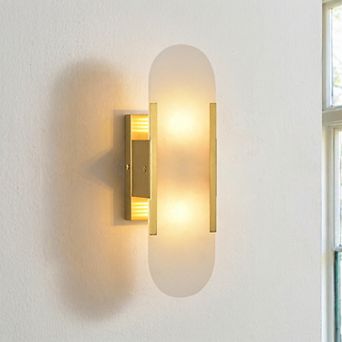 12" Modern 2-Light Alabaster Wall Sconce for Bathroom, Bedroom, Living Room, Hallway