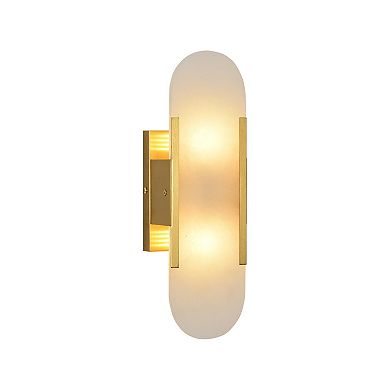 12" Modern 2-Light Alabaster Wall Sconce for Bathroom, Bedroom, Living Room, Hallway
