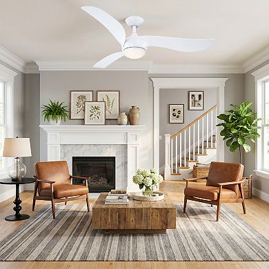 Parrot Uncle 52" Modern White 3 Sweeping Blades Ceiling Fan with Light and Remote