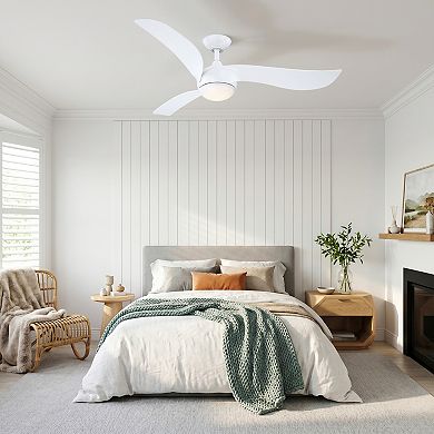 Parrot Uncle 52" Modern White 3 Sweeping Blades Ceiling Fan with Light and Remote