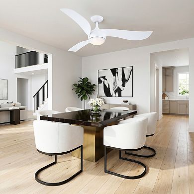 Parrot Uncle 52" Modern White 3 Sweeping Blades Ceiling Fan with Light and Remote