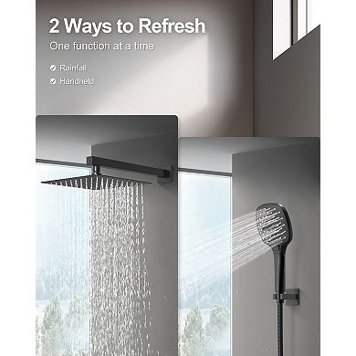 GRANDJOY Shower System with 10-in Rainfall Head, 3-Spray Handheld and Pressure-Balanced Valve
