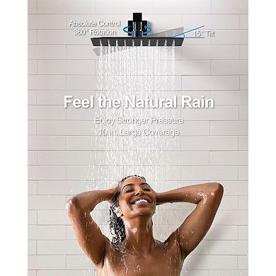 GRANDJOY Shower System with 10-in Rainfall Head, 3-Spray Handheld and Pressure-Balanced Valve