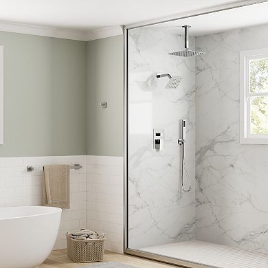 3-Spray 10 and 6 in. Dual 3 in 1 Ceiling Mount Fixed and Handheld Shower Head 2.5 GPM Valve Included