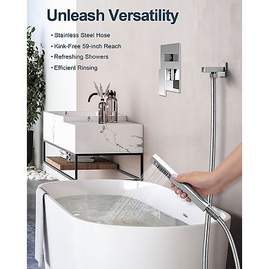 3-Spray 10 and 6 in. Dual 3 in 1 Ceiling Mount Fixed and Handheld Shower Head 2.5 GPM Valve Included