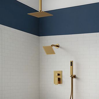 3-Spray 10 and 6 in Dual 3 in 1 Ceiling Mount Fixed and Handheld Shower Head 2.5 GPM