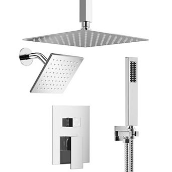 3-Spray 10 and 6 in Dual 3 in 1 Ceiling Mount Fixed and Handheld Shower Head 2.5 GPM