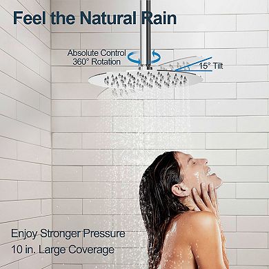 Round Showers System 3-Spray 10 in. and 6 in. Dual Ceiling Mount Fixed and Handheld Shower Head