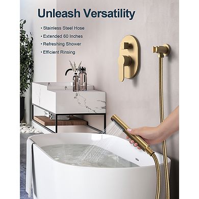 Round Showers System 3-Spray 10 in. and 6 in. Dual Ceiling Mount Fixed and Handheld Shower Head