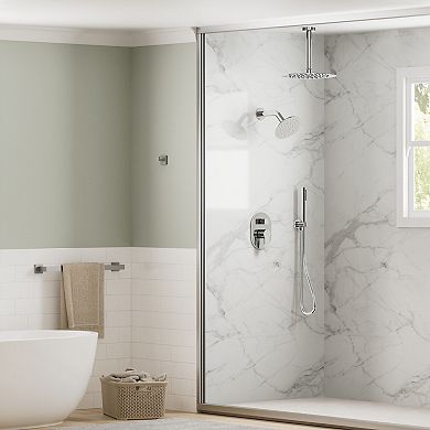Round Showers System 3-Spray 10 in. and 6 in. Dual Ceiling Mount Fixed and Handheld Shower Head