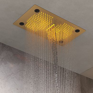 LED Bluetooth 6-Spray Ceiling Mount 28 and 8 in. Dual Showers 3-Jet Handheld 2.5 GPM