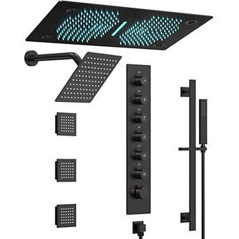Large 63-Spray 28L in. and 8 in Dual ShowerHead Ceiling Mount Fixed and Handheld Shower Head 2.5GPM